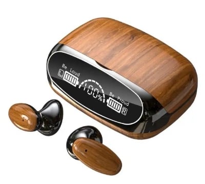 Picture of M35 TWS Bluetooth 5.2 Waterproof Sports Earbuds Noise Cancelling Touch Wireless Headphones For Xiaomi Huawei - wood grain - Bluetooth Headphone Gold