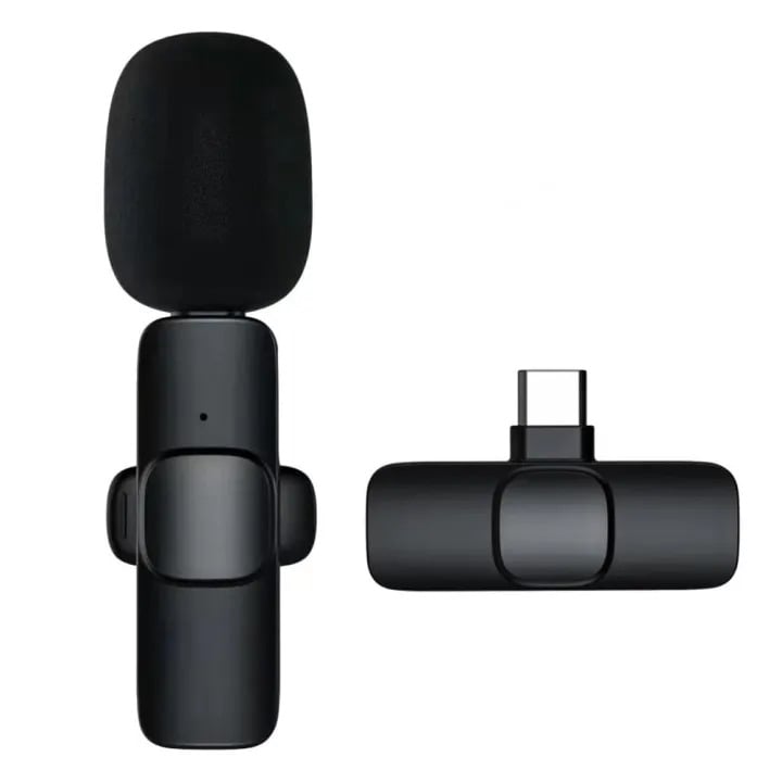 Picture of K8 Wireless Microphone Professional Lapel Lavalier Microphone Portable Audio Video Mic Remove Noise Mini Mic Lapel Black
