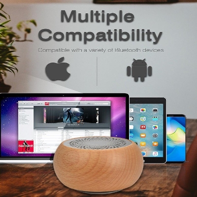 Picture of Wooden Mini Bluetooth Speaker  - ( Wood ) Aqua