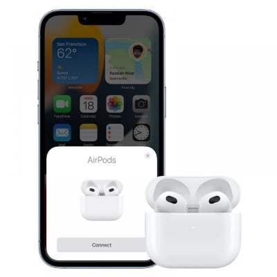 Picture of WiWU Airbuds 3 HF Sound Magsafe Charging With Silicone Case & 1M Lightning Cable - White White