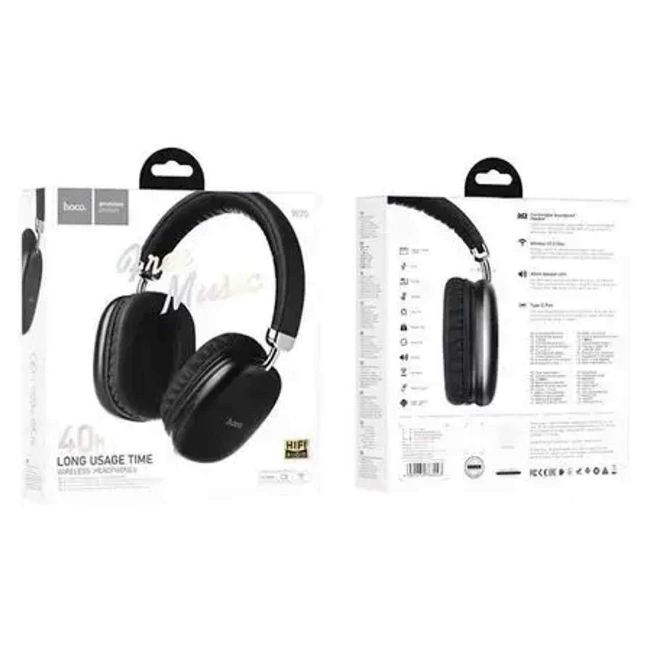 Picture of HOCO RECHARGEABLE 40H WIRELESS HEADPHONES - Black Black