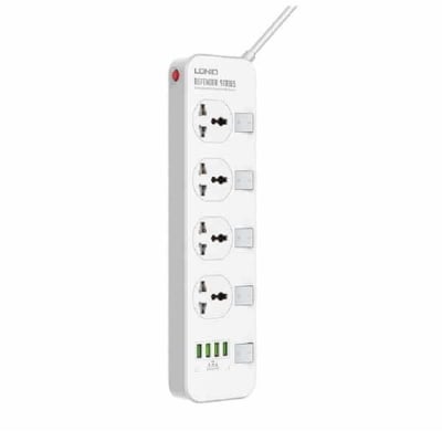 Picture of LDNIO 2500W Defender Series 4 Power Socket 4 USB Power Strip 