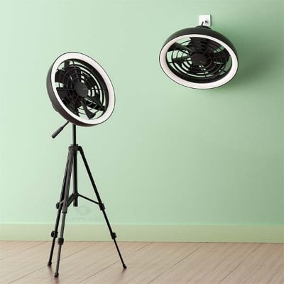 Picture of JISULIFE FA17 Outdoor LED Ceiling Fan with Long Tripod Stand Black