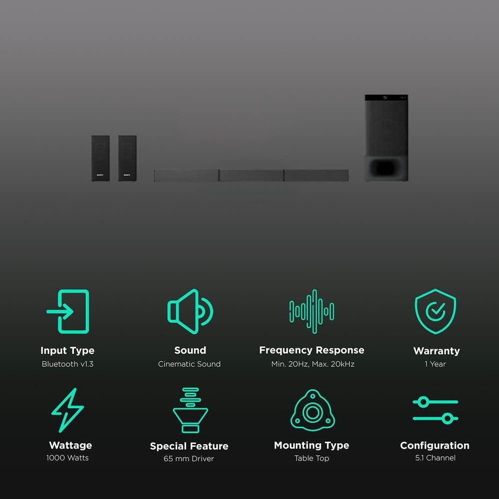 Picture of Sony HT-S500RF 1000W 5.1 Channel Sound Bar With Bluetooth Subwoofer Black