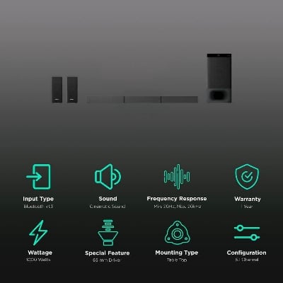Picture of Sony HT-S500RF 1000W 5.1 Channel Sound Bar With Bluetooth Subwoofer Black