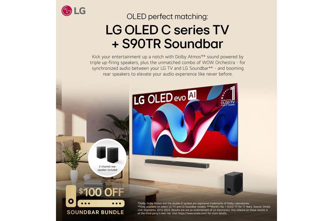 Picture of LG C4 65" 4K Smart HDR EVO OLED TV 2024 Black