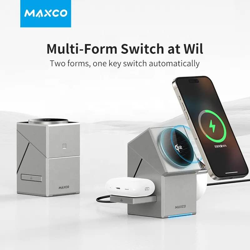 Picture of MAXCO Geometry Qi2 3in1 MagSafe Wireless Charger Grey