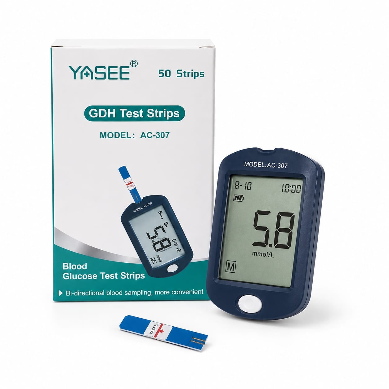 Picture of YASEE AC-307 GlucoSure GDH Blood Glucose Test Strips – High Accuracy Diabetes Monitoring Strips (50 Strips Pack)