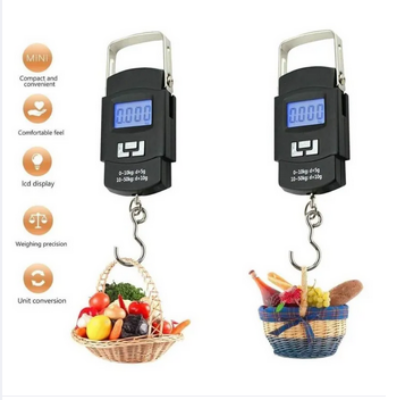 Picture of Heavy Duty Portable Hook Weighing Machine Digital Type Manual Weight M/c Temp Scale for Home, Kitchen, Traveling 50Kg - Black