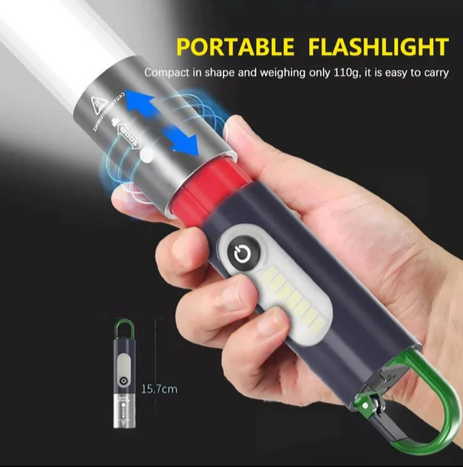 Picture of LED Mini Flashlight - Torchlight + multifunctional Torchlight USB Charging System Rechargeable Flashlight Powerful Camping, Usb Long Duration Flash Lamp Super High Power Brightness LED Portable Flash Lamp - torch light - Multicolor