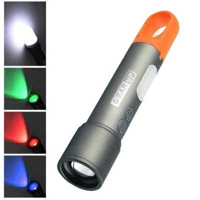 Picture of GearUP K57 Multifunctional Rechargeable Torch, Flashlight Zoomable LED Flashlight, Zoomable LED Torch light - Black