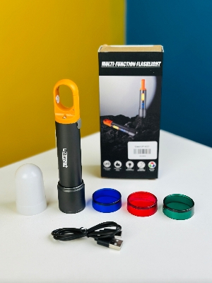 Picture of GearUP K57 Multifunctional Rechargeable Torch, Flashlight Zoomable LED Flashlight, Zoomable LED Torch light - Black