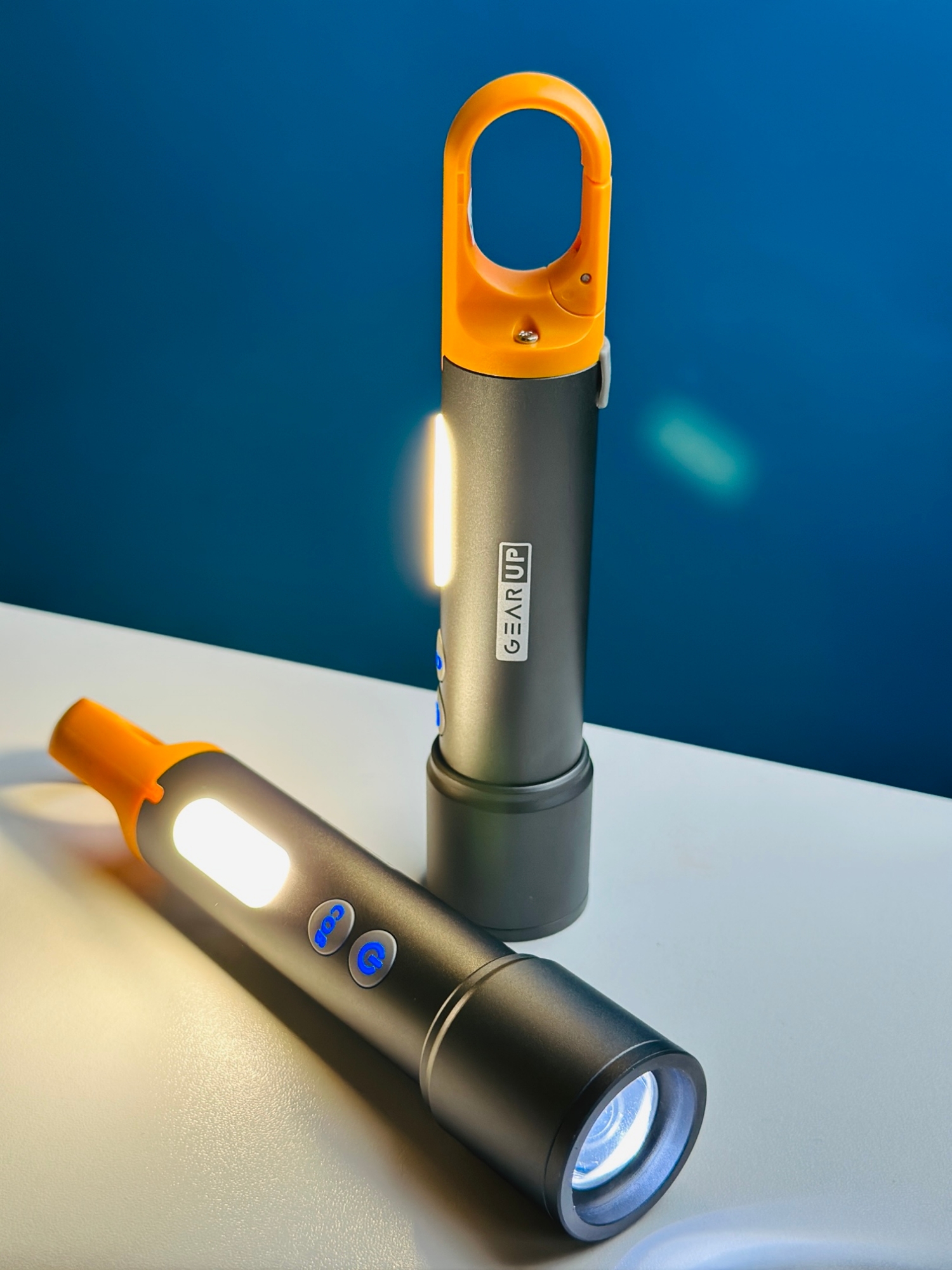 Picture of GearUP K57 Multifunctional Rechargeable Torch, Flashlight Zoomable LED Flashlight, Zoomable LED Torch light - Black