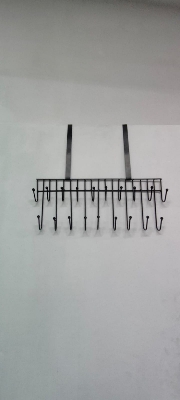 Picture of Over The Door Hanger 19 Hook Steel Hanger For Hanging Clothes Coat Kitchen Items - Black