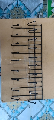 Picture of Over The Door Hanger 19 Hook Steel Hanger For Hanging Clothes Coat Kitchen Items - Black