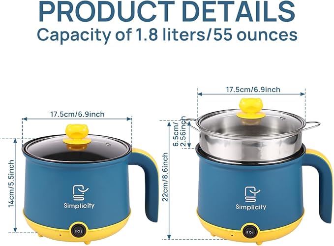 Picture of Mini electric rice cooker 1.8 liter frying pan mini food cooking non stick coating multi function cooker - Multicolor