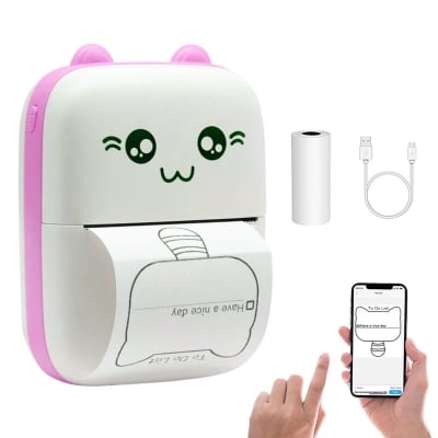 Picture of GearUp Mini Thermal Printer Wireless Bluetooth Photo Printer POS Pocket Mobile Sticker Printer - Multicolor