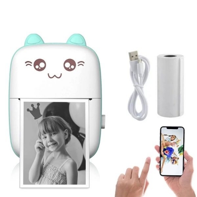 Picture of GearUp Mini Thermal Printer Wireless Bluetooth Photo Printer POS Pocket Mobile Sticker Printer - Multicolor