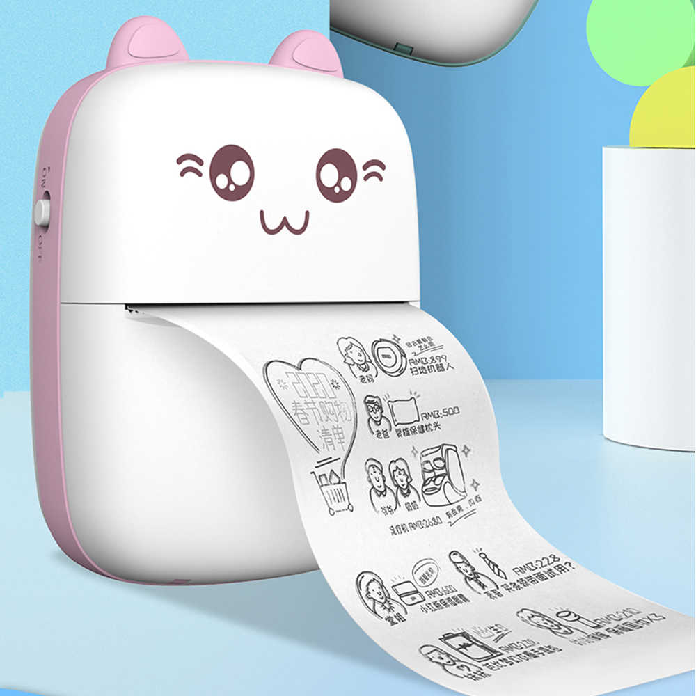 Picture of GearUp Mini Thermal Printer Wireless Bluetooth Photo Printer POS Pocket Mobile Sticker Printer - Multicolor