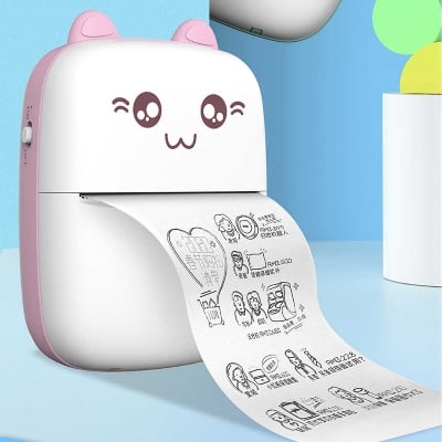 Picture of GearUp Mini Thermal Printer Wireless Bluetooth Photo Printer POS Pocket Mobile Sticker Printer - Multicolor