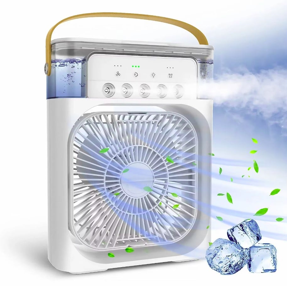 Picture of Air Cooler Fan 3 In 1 Portable Mini Air Conditioner 10w LED Light Portable Air Humidifier Adjustment Fan - Multicolor