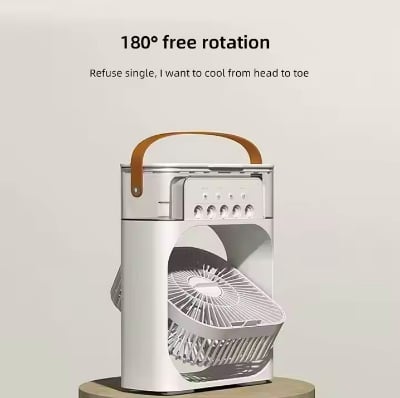 Picture of Air Cooler Fan 3 In 1 Portable Mini Air Conditioner 10w LED Light Portable Air Humidifier Adjustment Fan - Multicolor
