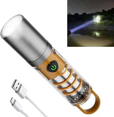 Picture of X10 Camping Flashlight in Bangladesh – Rechargeable LED Torch with USB Type-C Fast Charging & Long Battery Backup - Multicolor