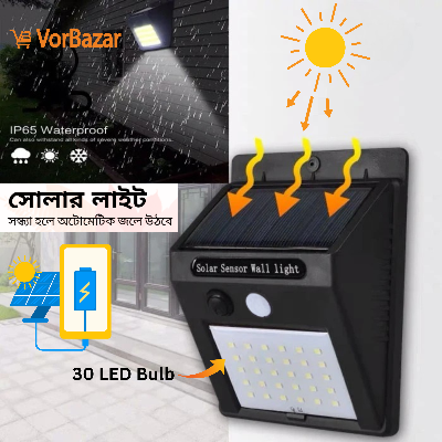 Picture of Solar Charging LED Sensor Light – 30 LED - Black
