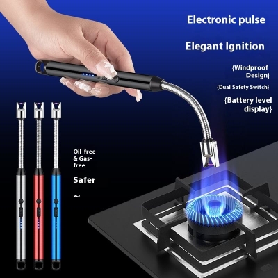 Picture of Rechargeable Kitchen Lighter USB Type-C Interface Windproof Arc Pulse Ignition Gun Arc Lighter - Multicolor
