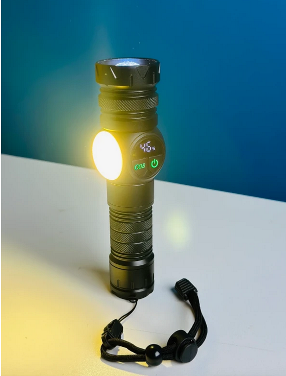 Picture of High Power LED Flashlight 10W COB LED Torch Rechargeable Super Power Torch Light - Black