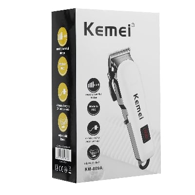 Picture of Kemei KM-809A Professional Hair Trimmer & Clipper for Men | LCD Digital Display | Cordless & Corded (AC/DC) | 240-Minute Runtime | Stainless Steel Blades