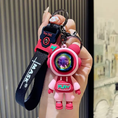 Picture of Astronaut Bears Key Chains Ring Fashion Cute Animal Bag Key ring Holder for Motor Bike Car Accessories Gift