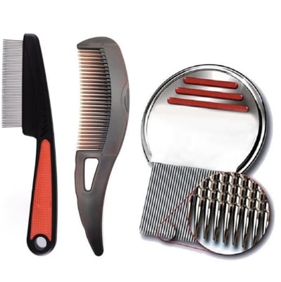 Picture of Cross-border hot selling 5-piece set of anti-dandruff comb stainless steel fine-tooth anti-dandruff comb anti-dandruff comb hollow tooth hairbrush scalp massage