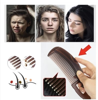 Picture of Cross-border hot selling 5-piece set of anti-dandruff comb stainless steel fine-tooth anti-dandruff comb anti-dandruff comb hollow tooth hairbrush scalp massage