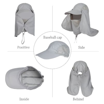 Picture of Outdoor Sport Hiking Visor Hat UV Guard Face Neck Cover Fishing Sun Protection Cap