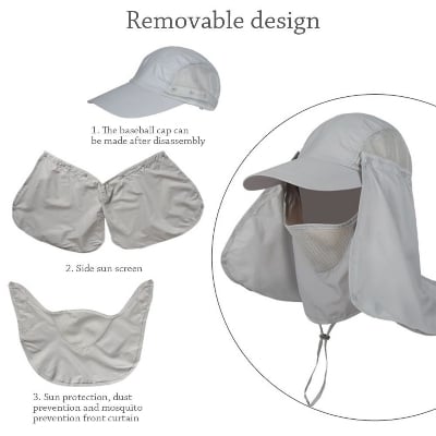 Picture of Outdoor Sport Hiking Visor Hat UV Guard Face Neck Cover Fishing Sun Protection Cap