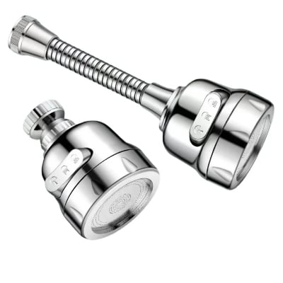 Picture of Rotate Faucet Extender Kitchen Faucet Extension Tubes, Water Saving Faucet Aerator Nozzle Filter Adapter, Stainless Steel Sink Sprayer Attachment for Home Bathroom Kitchen