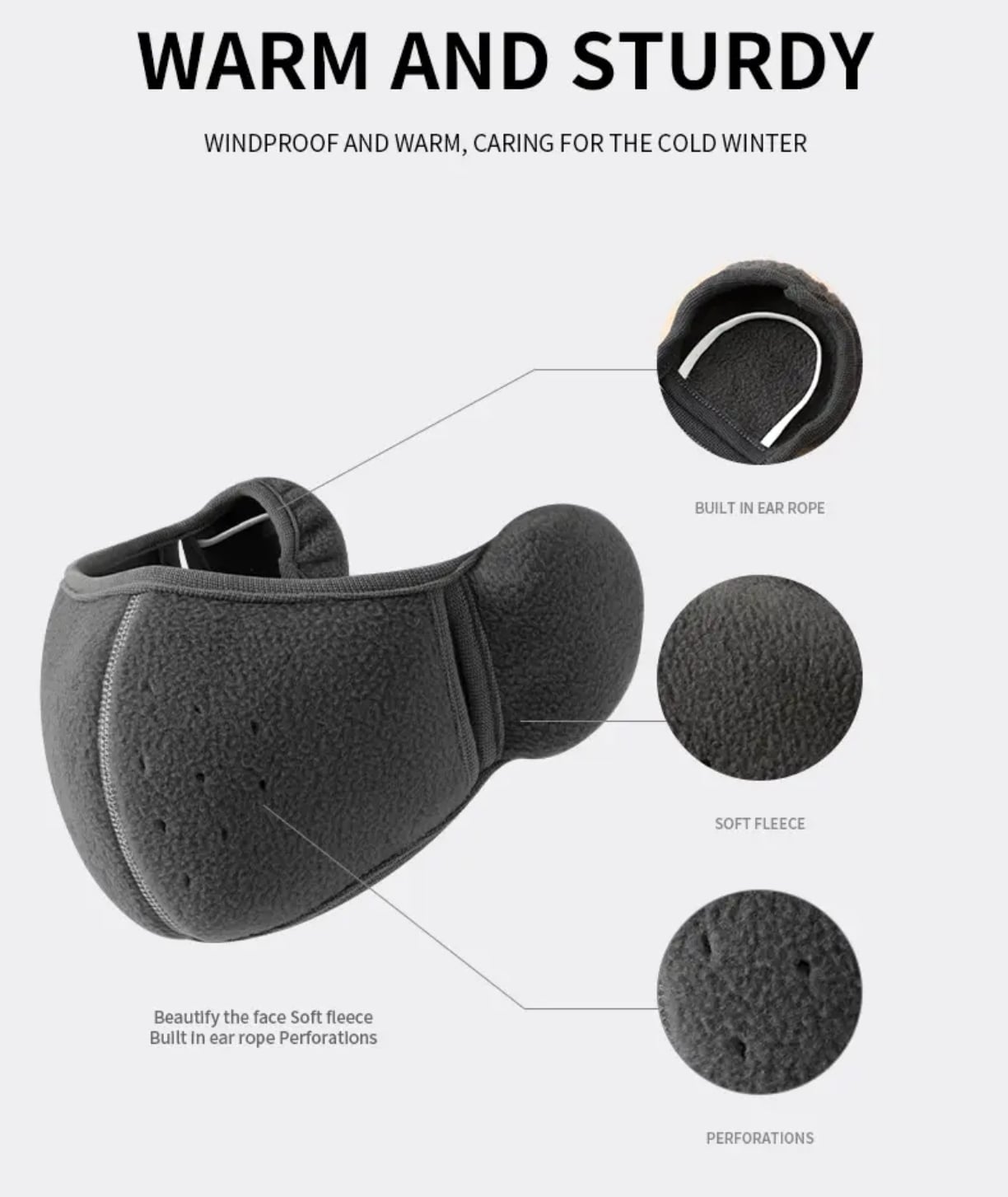 Picture of Winter Warm Mask Ear Protection Autumn and Winter Windproof Mask for Men and Women to Prevent Cold Winter Cycling Two-In-One Earmuffs Windproof