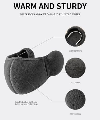 Picture of Winter Warm Mask Ear Protection Autumn and Winter Windproof Mask for Men and Women to Prevent Cold Winter Cycling Two-In-One Earmuffs Windproof