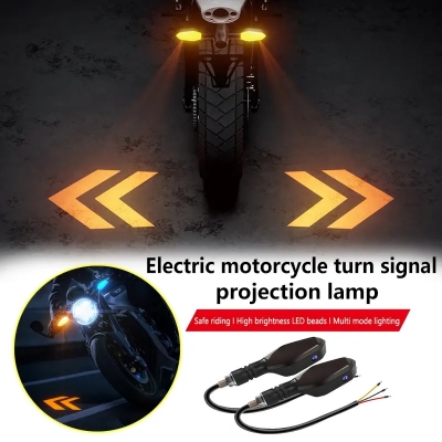 Picture of Universal Front Motorcycle Projection Turn Signal LED Lamp Sequential Flowing Flash Indicator Lights Running Light for