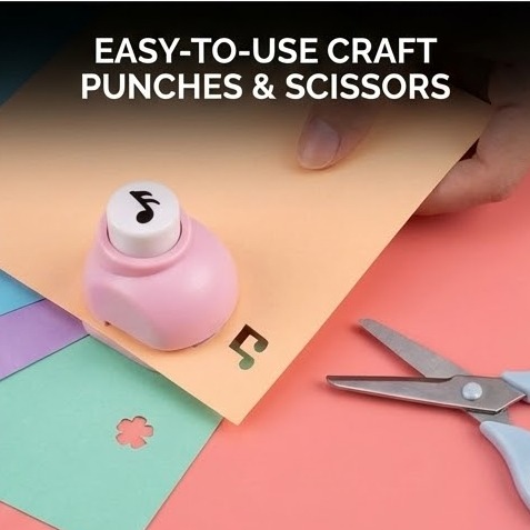 Picture of Kids Craft Set - Zigzag Safety Scissors & 4 Mini Paper Shape Punches for Scrapbooking & Card Making