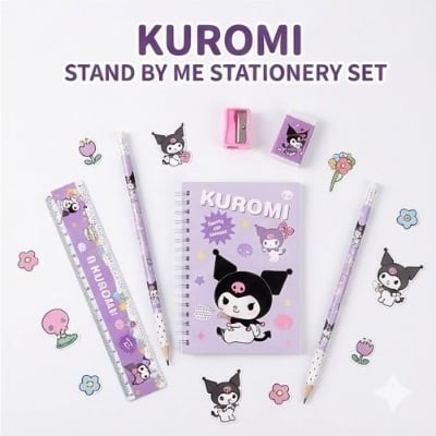Picture of Kuromi Stationery Set - Stand By Me Series - Cute Purple Pencil Kit with Ruler, Eraser & Sharpener Cute Kuromi Pencil Set - Sanrio Theme School Supplies