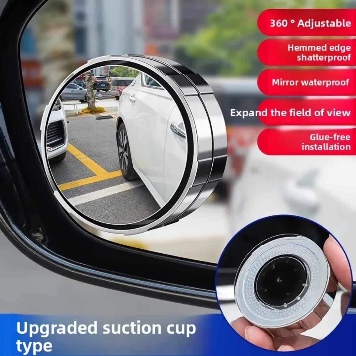 Picture of pcs Convex Frame Blind Spot Mirror 360 Degree Adjustable Clear Rearview Safety Driving ABS+Glass Car Accessories for RV's for
