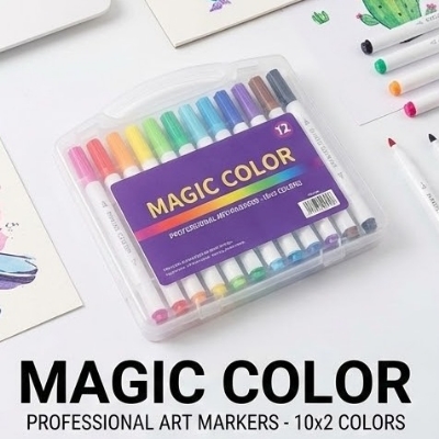 Picture of Magic Color Changing Marker Pens (12 Pcs Set) - 10 Colors + 2 Magic White Pens for Secret Messages & Art Magic Art Markers - Color Changing & Secret Message Pens for Kids