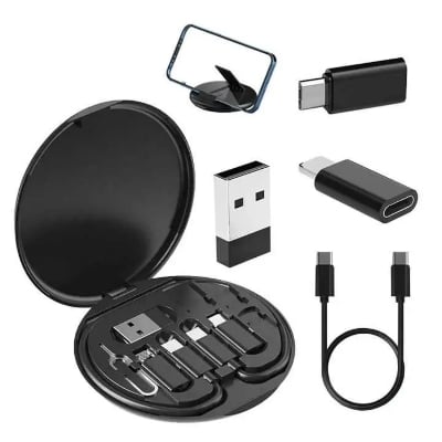 Picture of 5 in 1 Multi USB C Charging Cable with Lighting Micro-USB USB-cConverter Adapter and Slim Card Slot Multi Cable Organizer Box