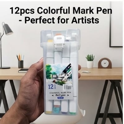 Picture of Touch Yuze YZ-502 Twin Tip Art Markers (12 Colors) - Dual Head Sketch Pens for Artists & Designers,Professional Art Markers - 12 Color Touch Yuze Sketch Set