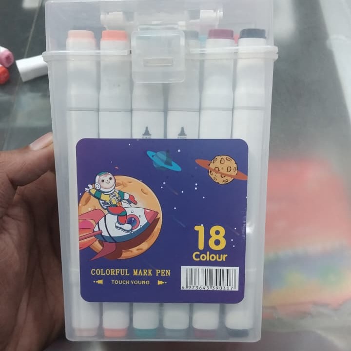 Picture of Touch Young 18 Colors Art Markers - Alcohol Based Dual Tip Sketch Pens for Students & Artists Best Budget Art Markers - Touch Young 18 Pcs Twin Tip Set