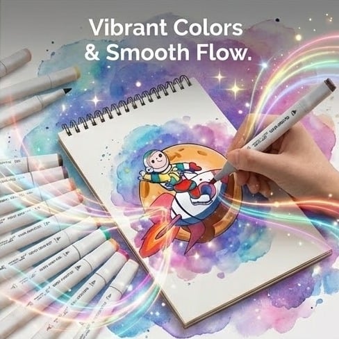 Picture of Touch Young 18 Colors Art Markers - Alcohol Based Dual Tip Sketch Pens for Students & Artists Best Budget Art Markers - Touch Young 18 Pcs Twin Tip Set