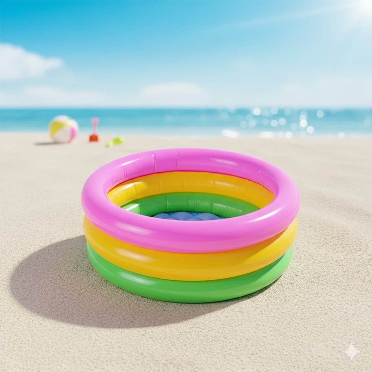 Picture of Swimming Pool Inflatable Swimming Pool Paddling Pool Three-Color Inflatable Rainbow Round Family Inflatable Swimming Pool Inflatable Pool(60CM