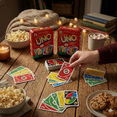 Picture of UNO Luxury Edition Card Game in Steel Box - Waterproof Plastic PVC Cards for Kids & Adults (Family Fun Toy), Premium UNO Tin Box Edition - Washable Playing Cards